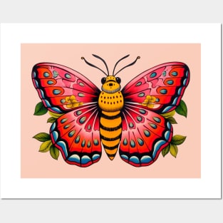 Vintage Retro Boho Tattoo Moth Posters and Art